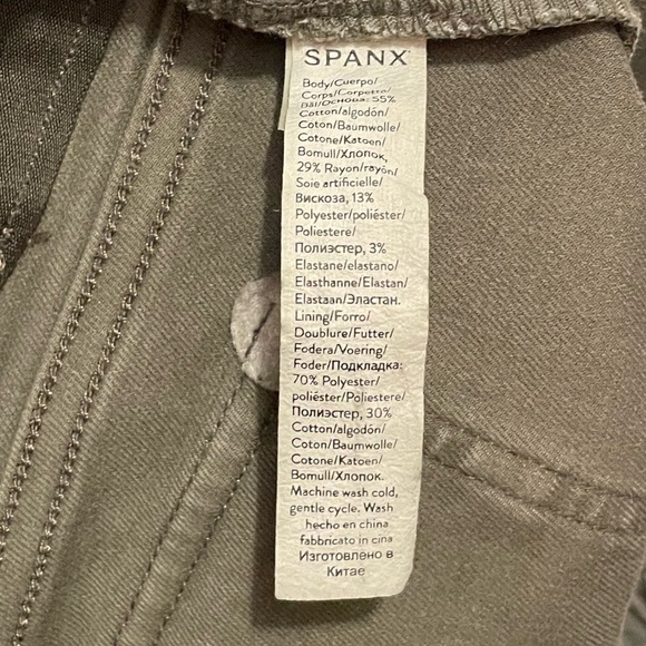 Spanx Twill Cropped Wide Leg Jeans Olive Green Women’s Size XL - Picture 5 of 10